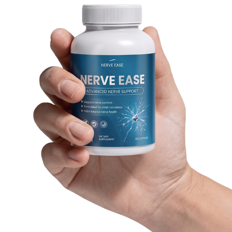 Nerve Ease bottle held in hand