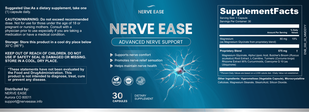 Nerve Ease supplement facts label
